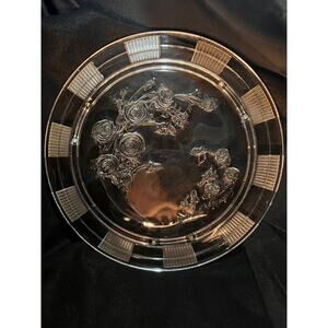 Vintage Depression Glass Crystal Sharon Cake Plate